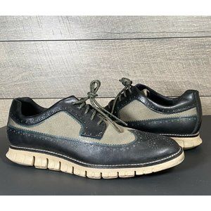 Cole Haan Zerogrand Mens Wing Tip Shoes Black And Olive Size 8.5